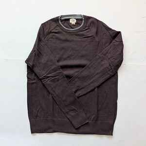 Bowen & Wright Classic Brown 100% Cotton Sweater With Gray Collar Men's XL